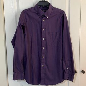 Roundtree & York SZ L Men’s Long Sleeve Purple Button Down Shirt 100% Cotton